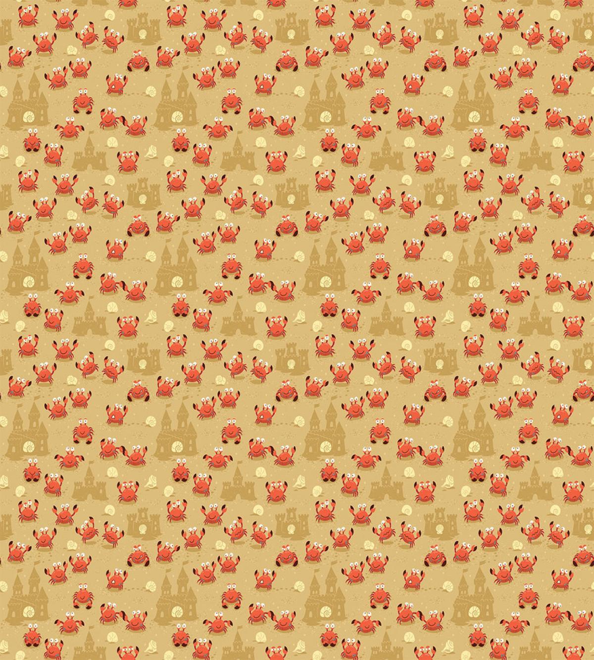 Cartoon Crabs Sand Castles — Pattern