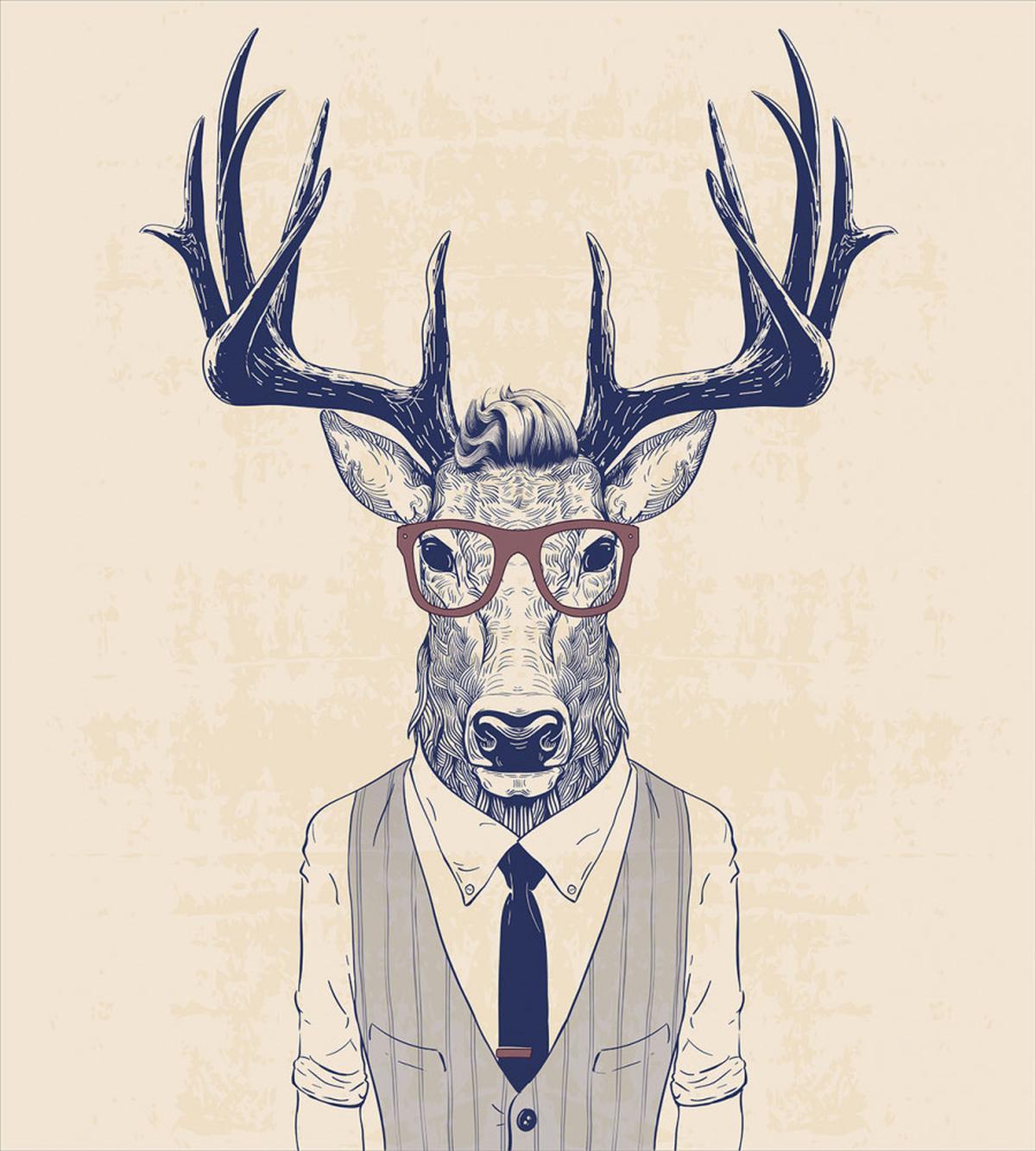 Humanized Manly Deer Art — Pattern
