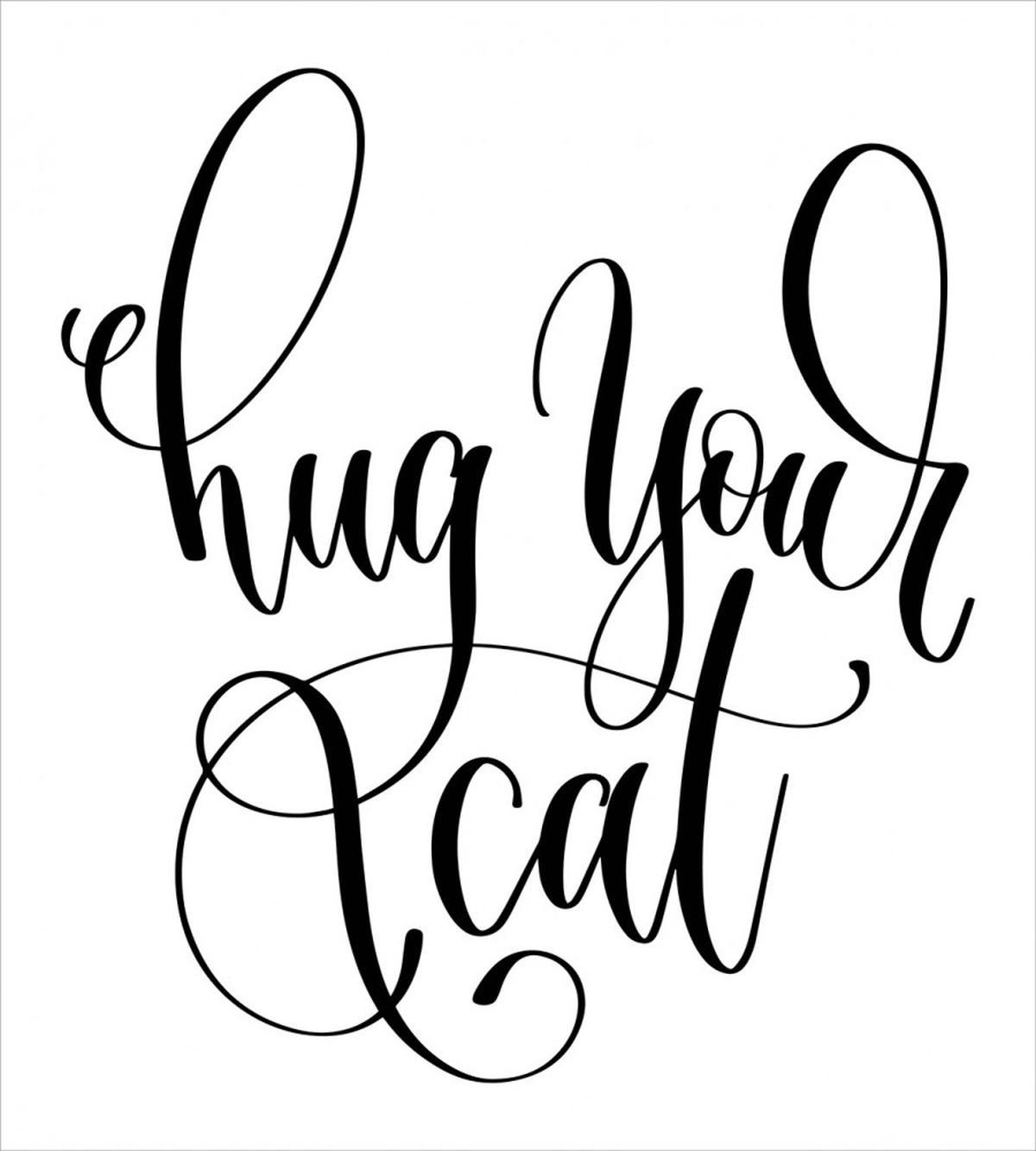 Ink Brush Cursive Hug Your Cat — Pattern