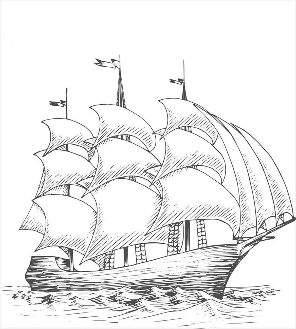 Medieval Ship Sea — Pattern