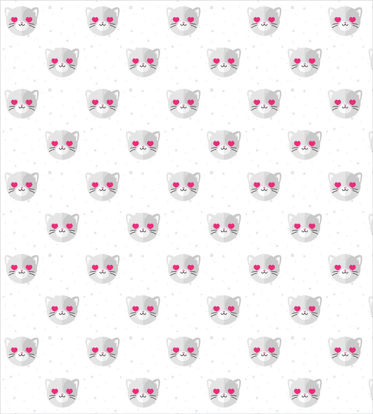 Kitty Faces Pink Hearts — Pattern