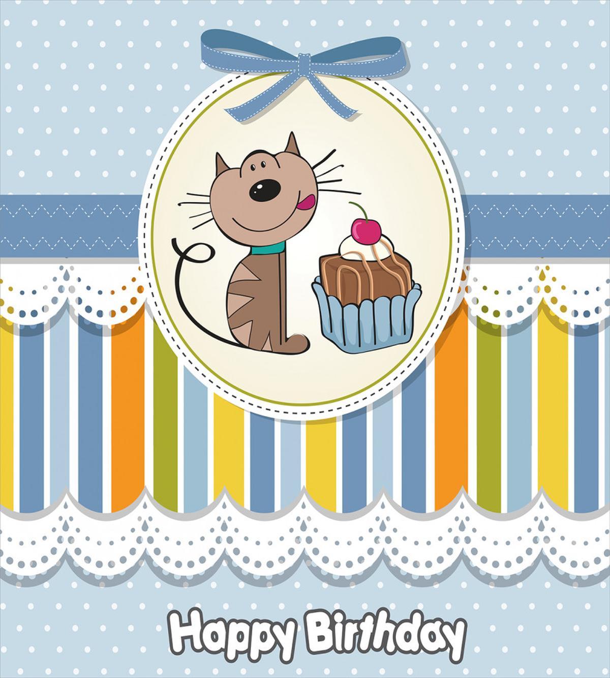 Baby Cat with Cake — Pattern