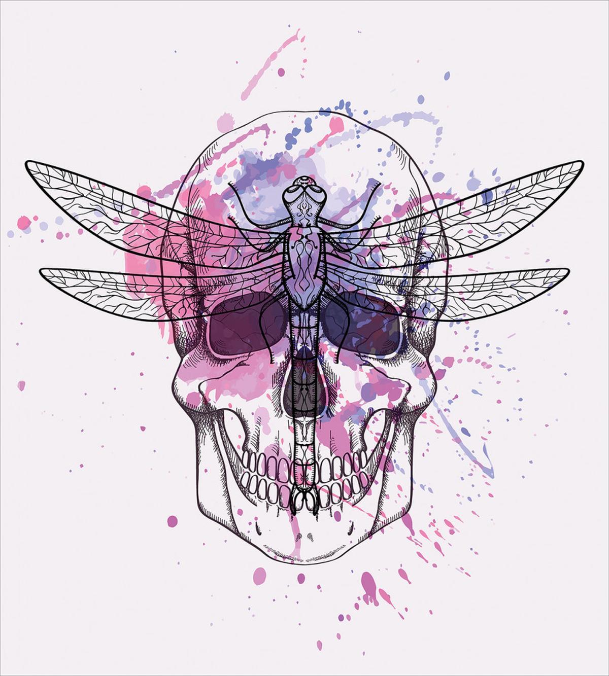 Skull Dragonfly Grunge — Pattern