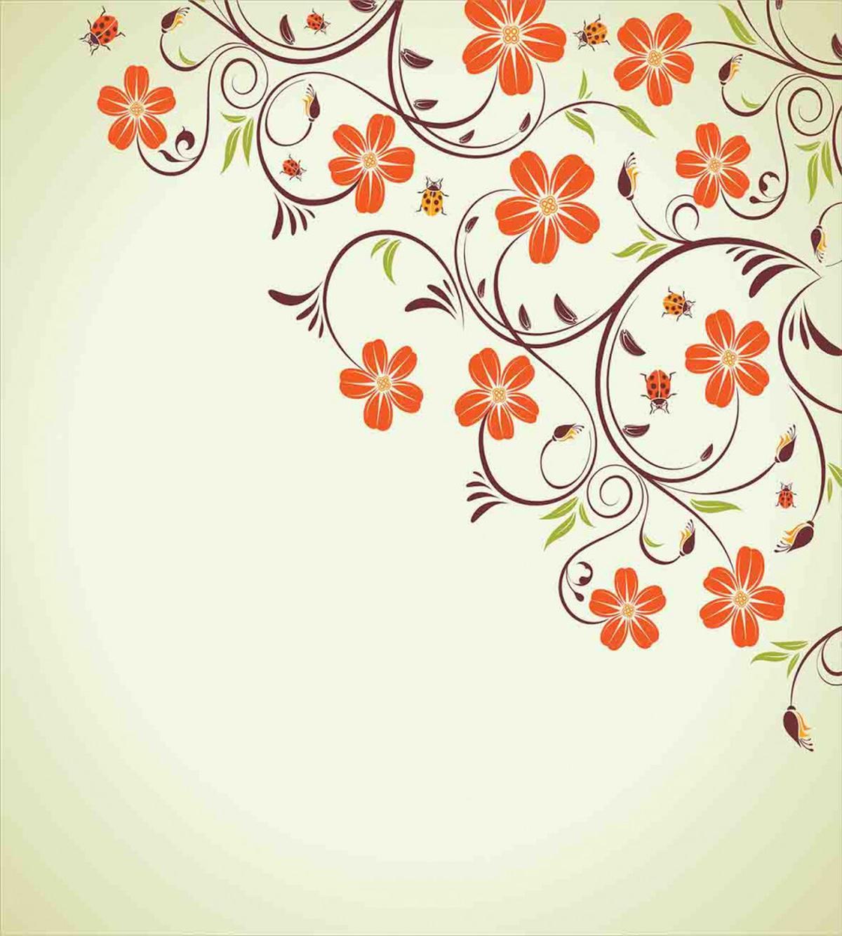 Ladybugs Flowers Spring — Pattern
