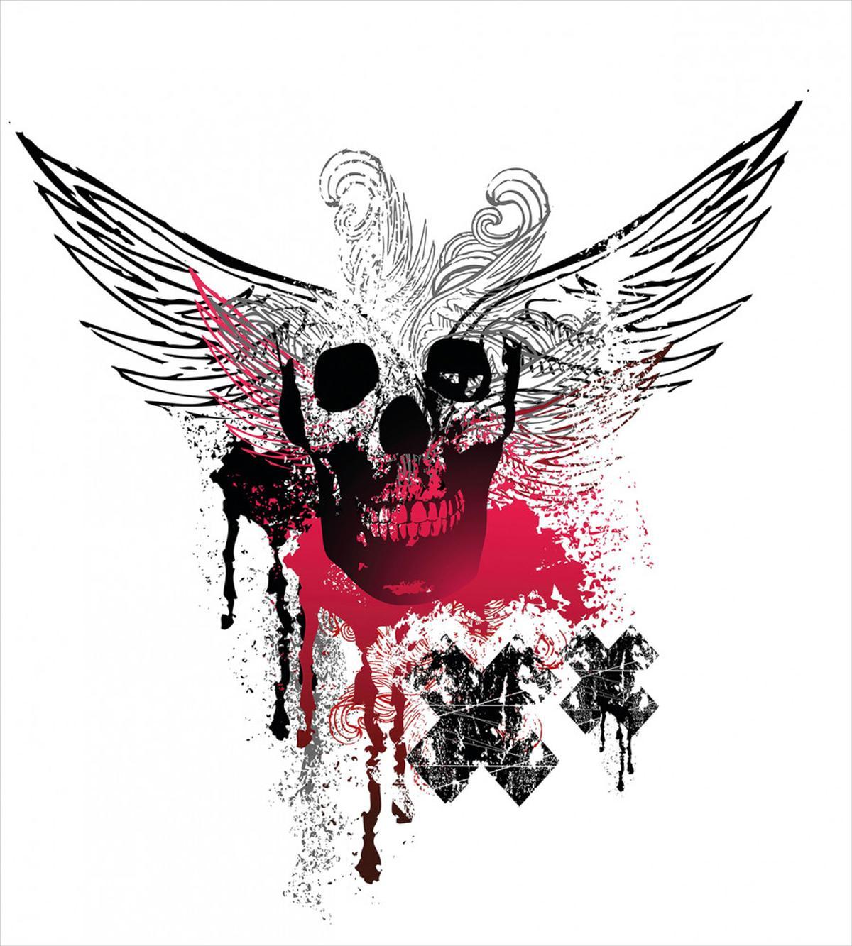 Grunge Wings and Skull — Pattern
