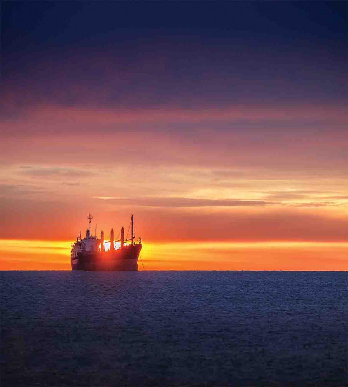 Sunrise over Sea Ship — Pattern