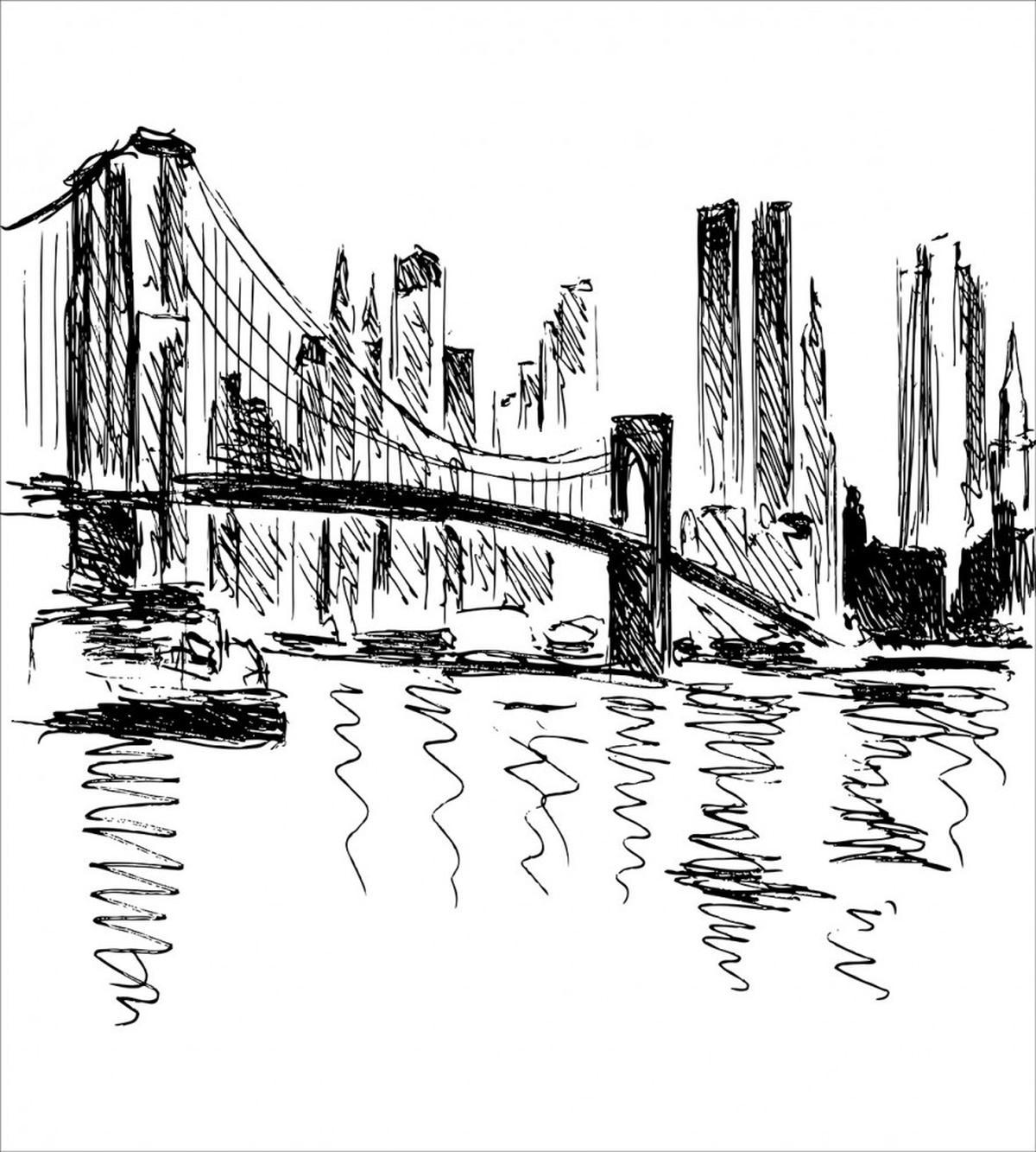 Buildings Bridge River — Pattern