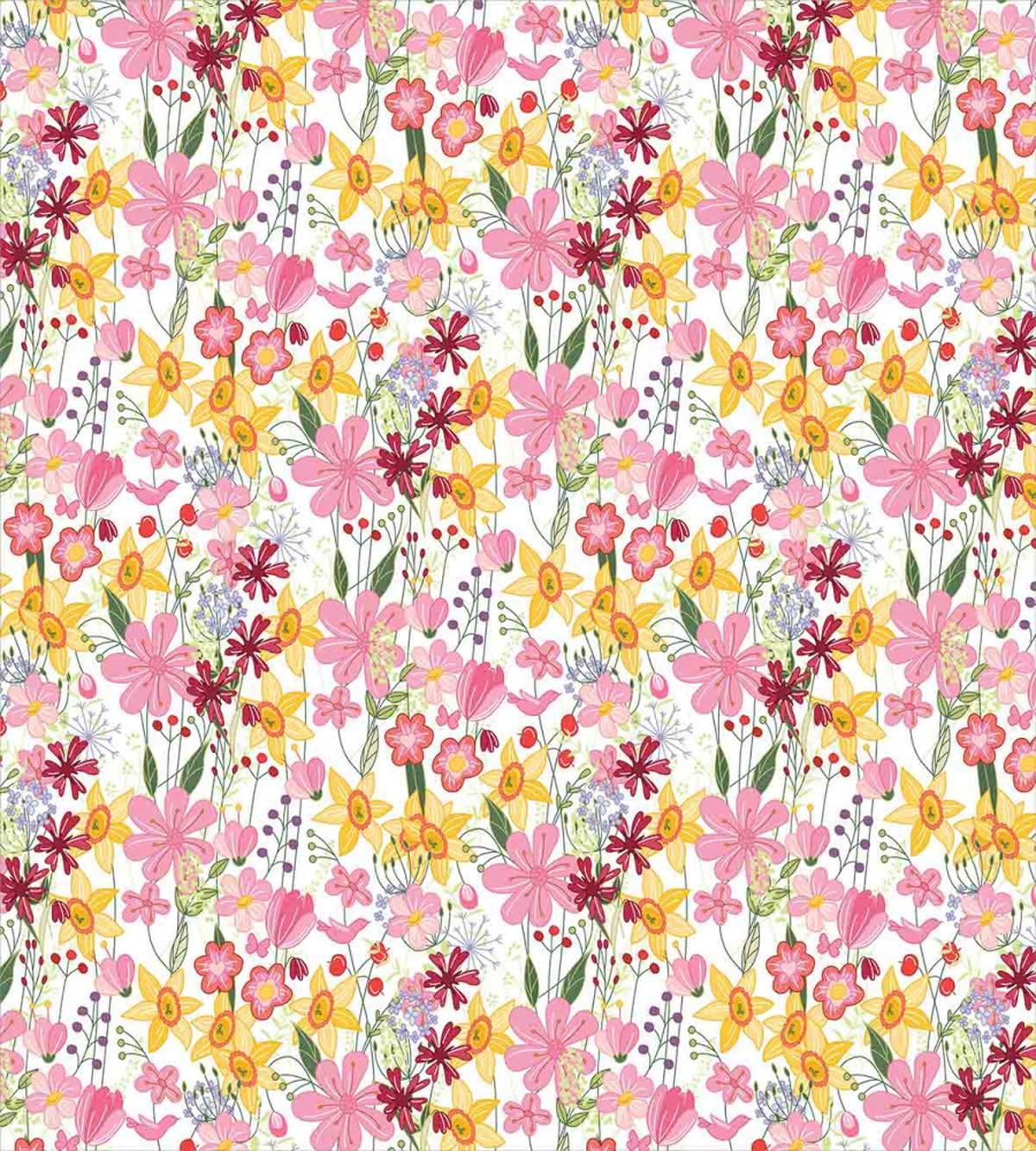 Cartoon Tulips Daffodils — Pattern