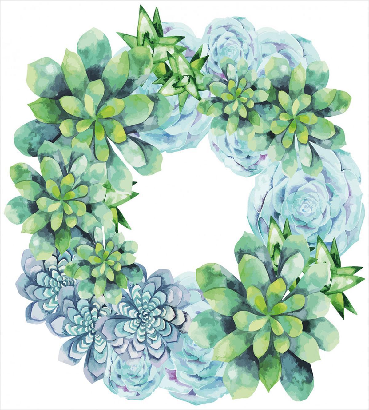 Watercolor Cactus Wreath — Pattern
