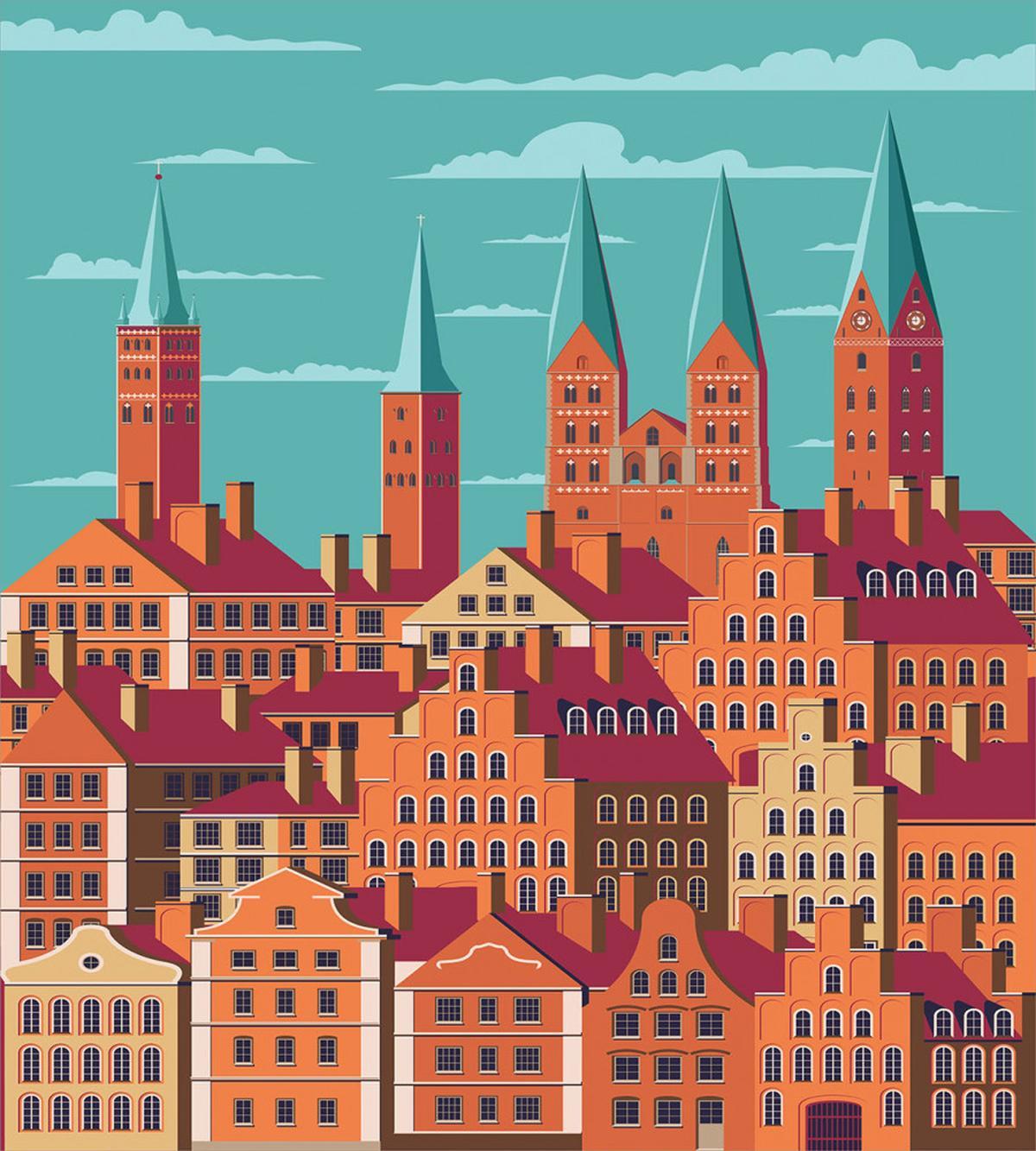Vertical Retro Buildings — Pattern