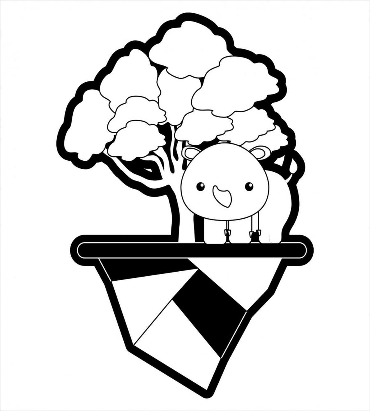 Monotone Baby Animal Tree — Pattern