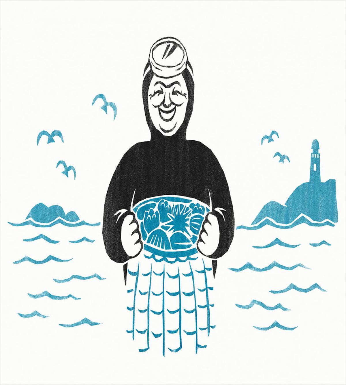 Nautical Diver and Sea Waves — Pattern