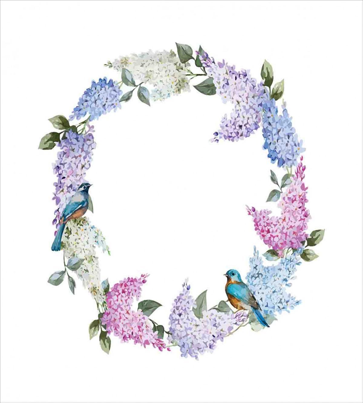 Flower Wreath and Bird — Pattern