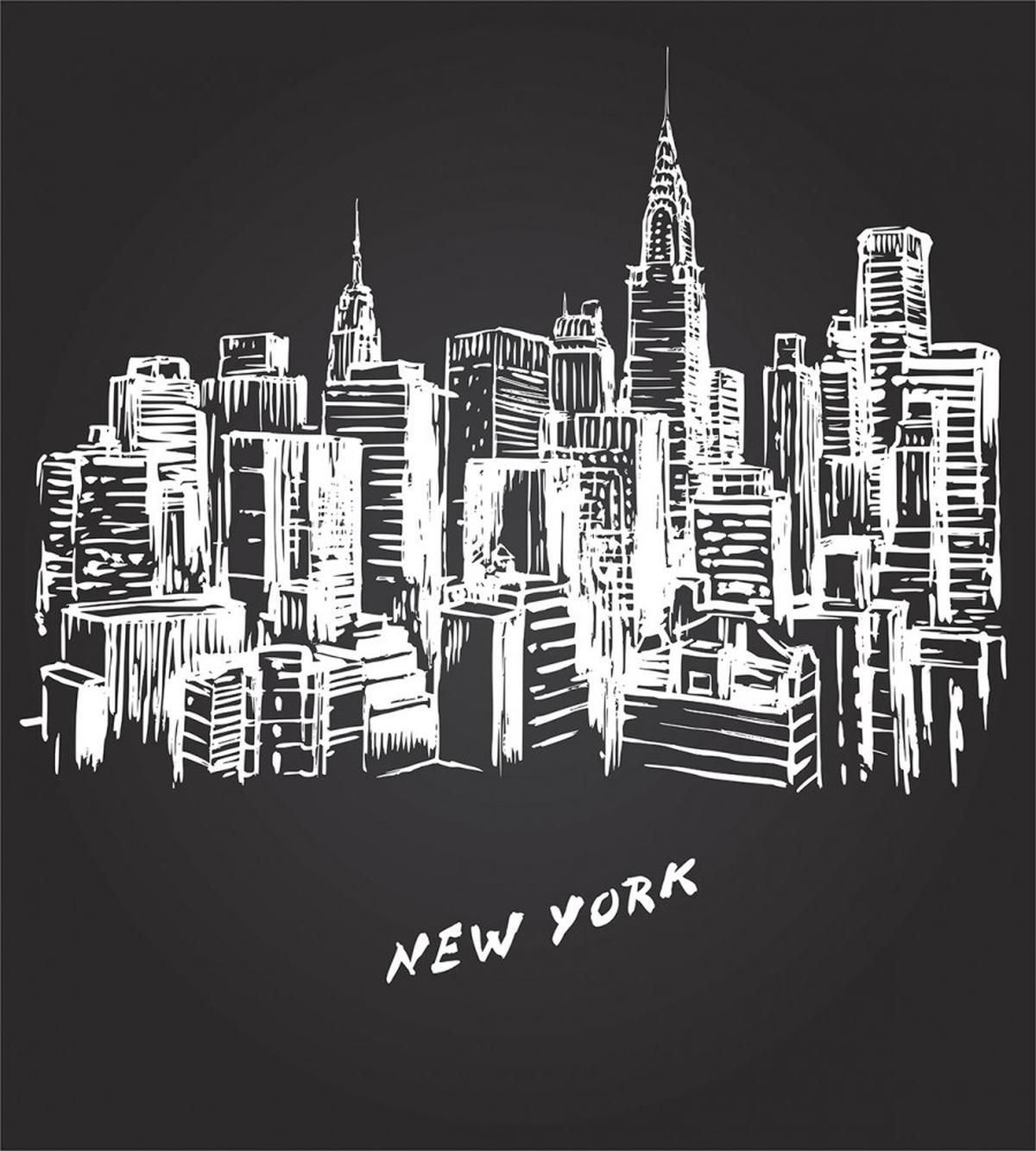 Hand Drawn City Buildings Deco — Pattern