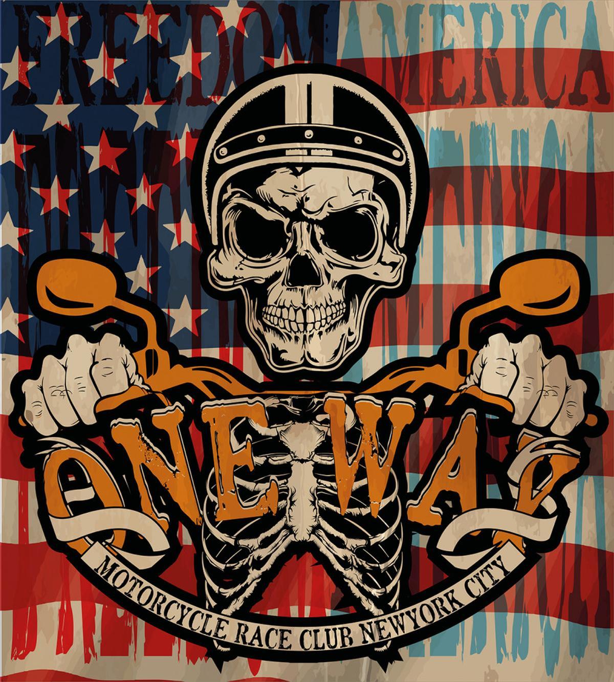 Biker Skull American Flag — Pattern