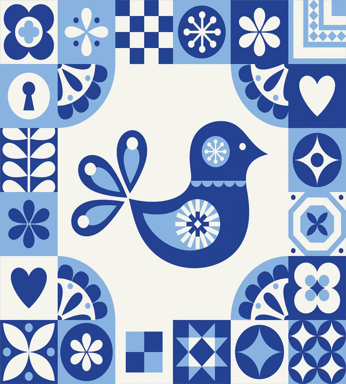 Azulejo with Bird — Pattern