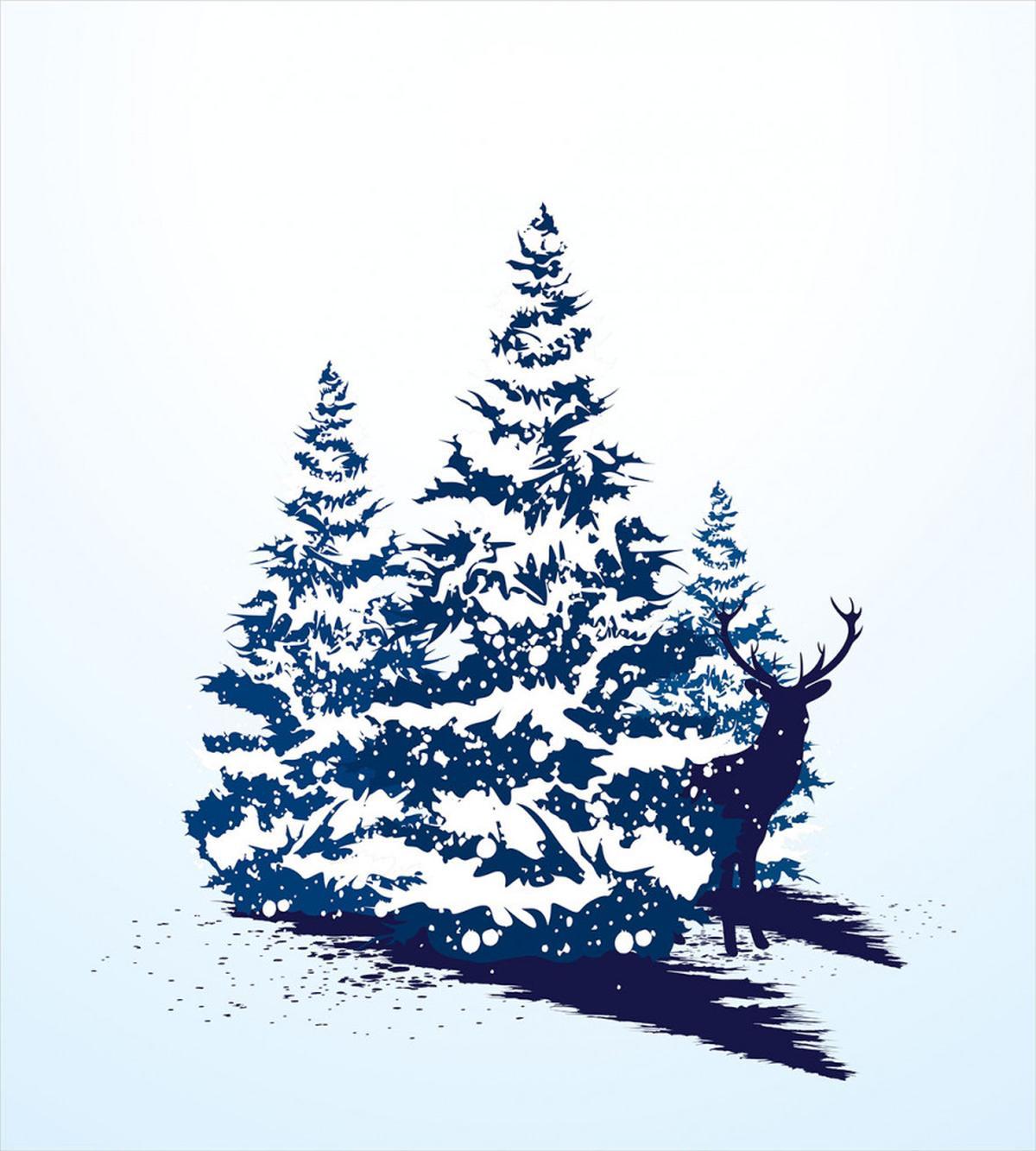 Reindeer Silhouette Snow — Pattern
