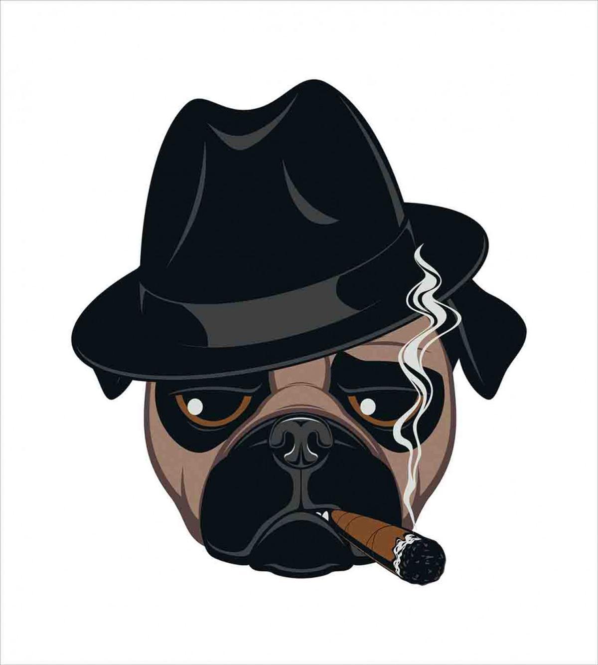 Cartoon Cool Pug Dog Portrait — Pattern