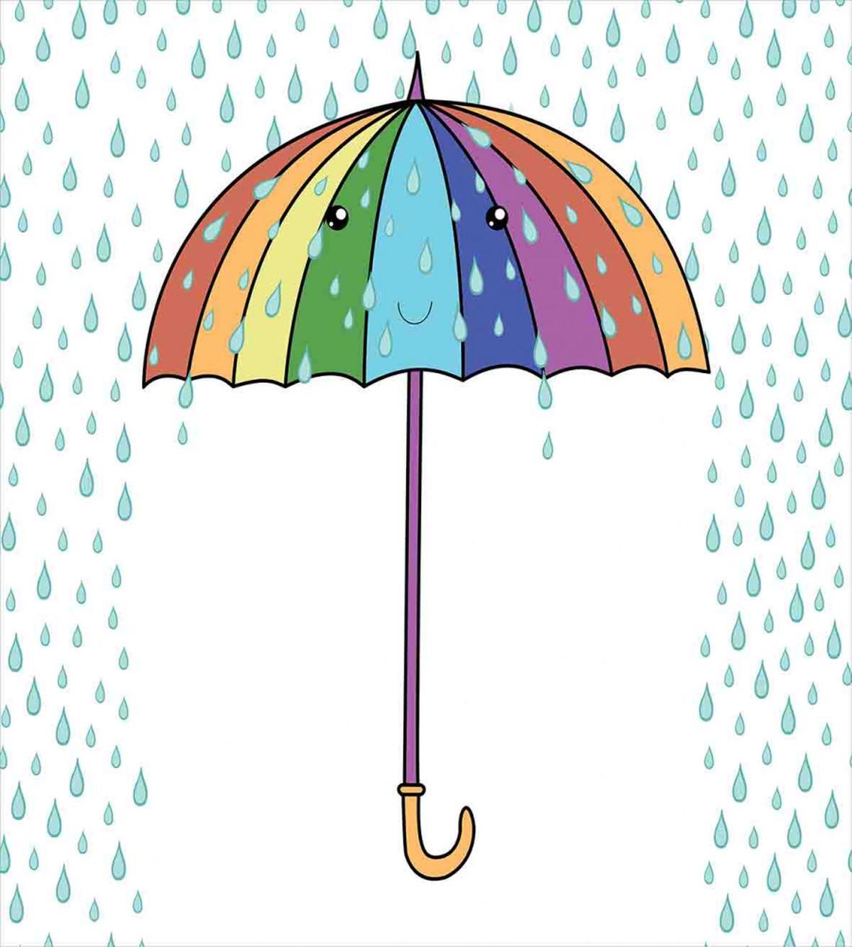 Cartoon Umbrella Rainfall — Pattern