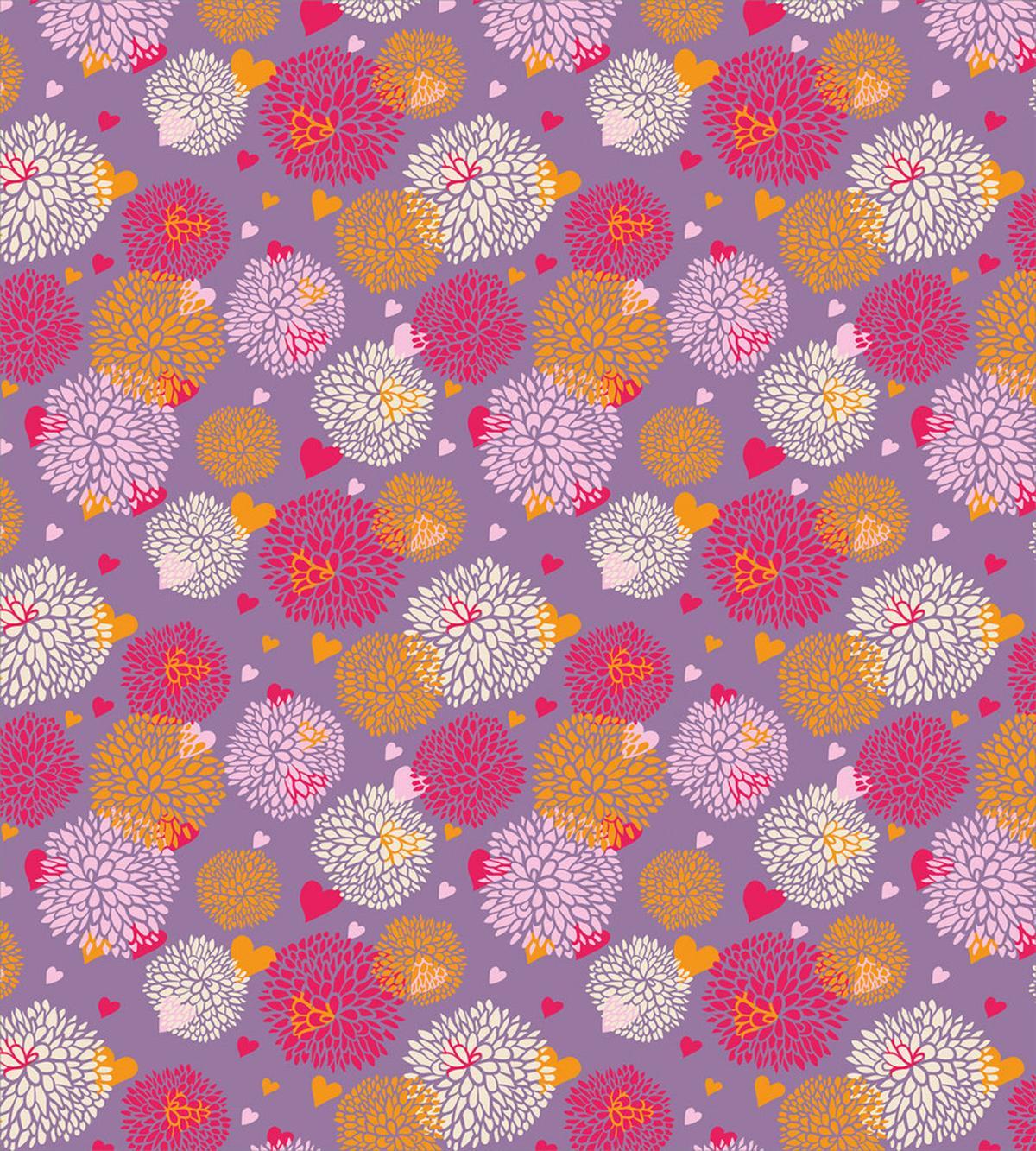 Blooming Flowers and Hearts — Pattern
