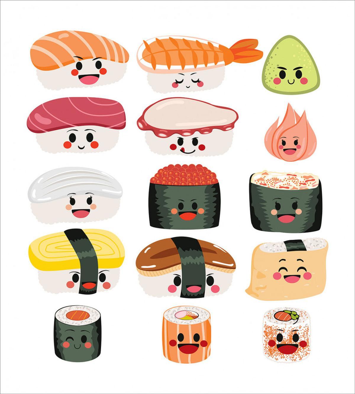 Funny Cartoon Sushi — Pattern