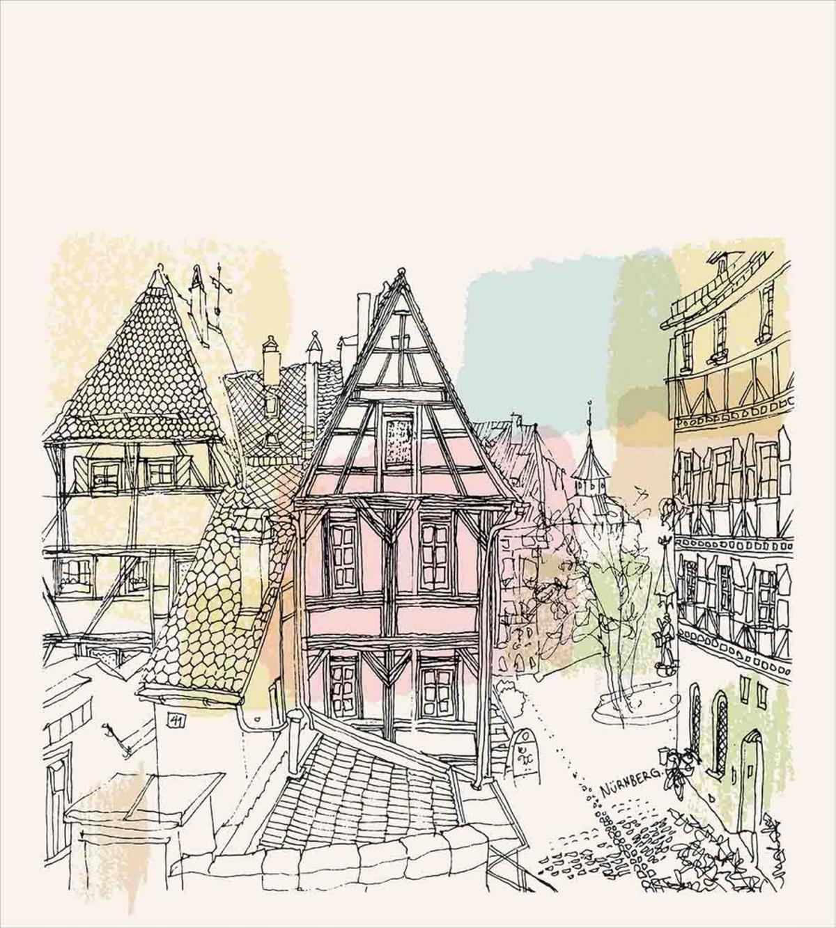 Historic Nuremberg Scene — Pattern
