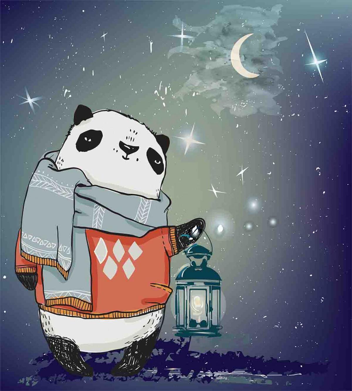 Panda Bear Winter Night — Pattern