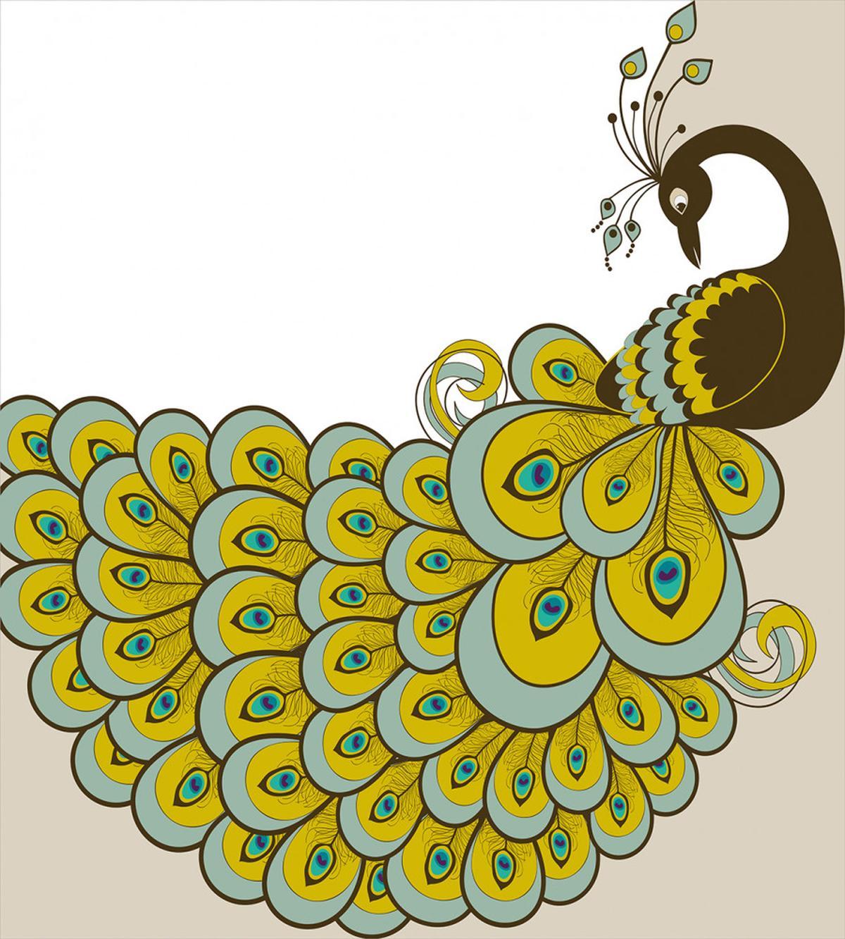 Peacock with Vivid Tail — Pattern
