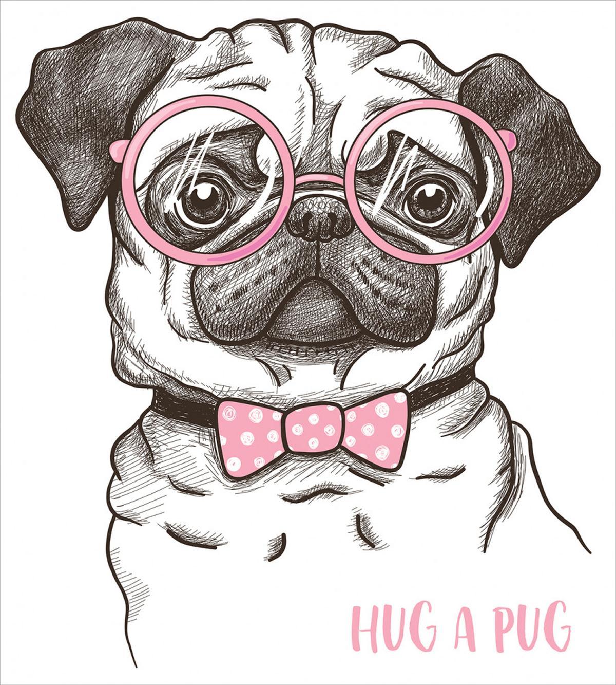 Pug with Bow Glasses — Pattern