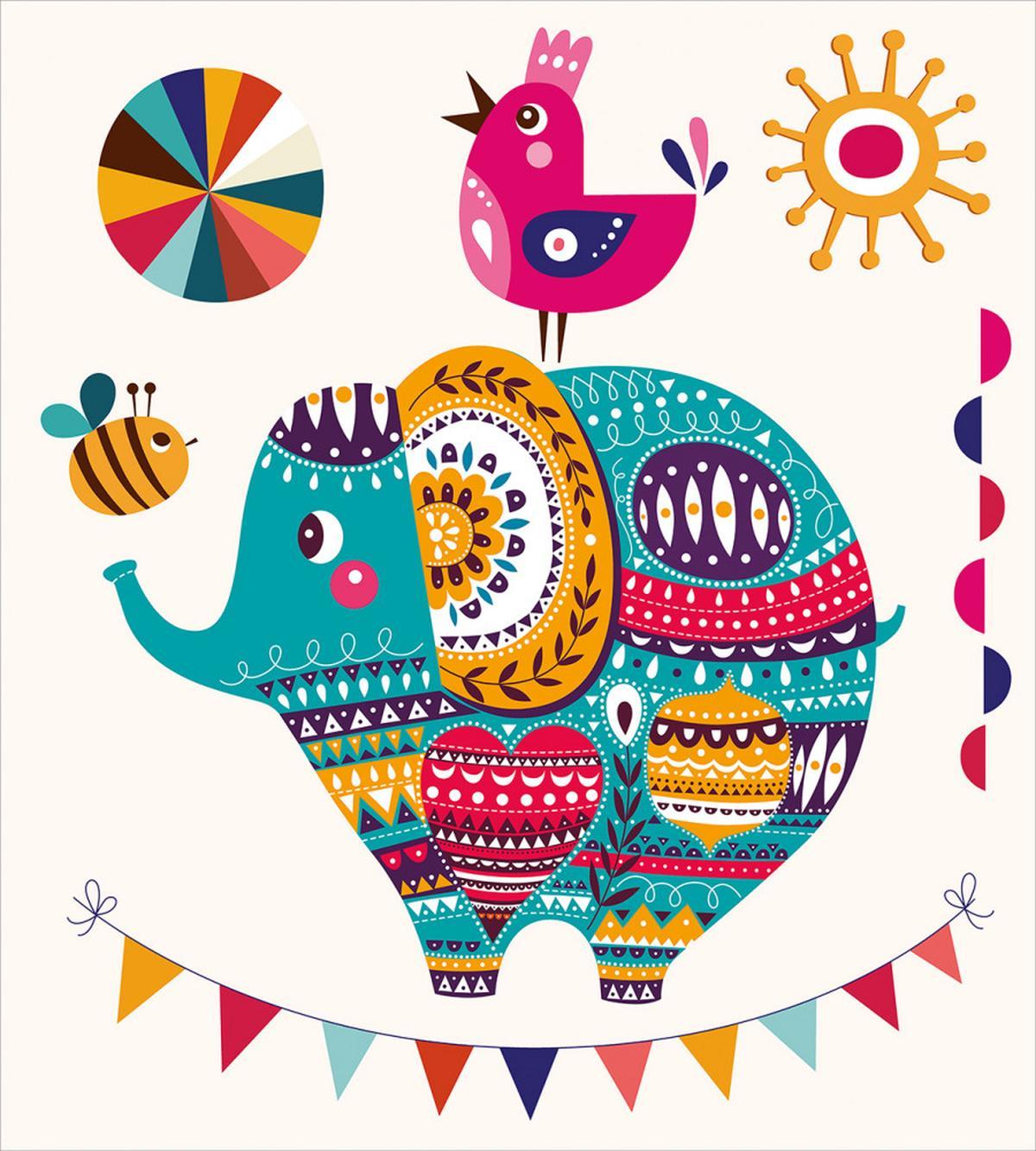 Elephant Bird Bee Art — Pattern