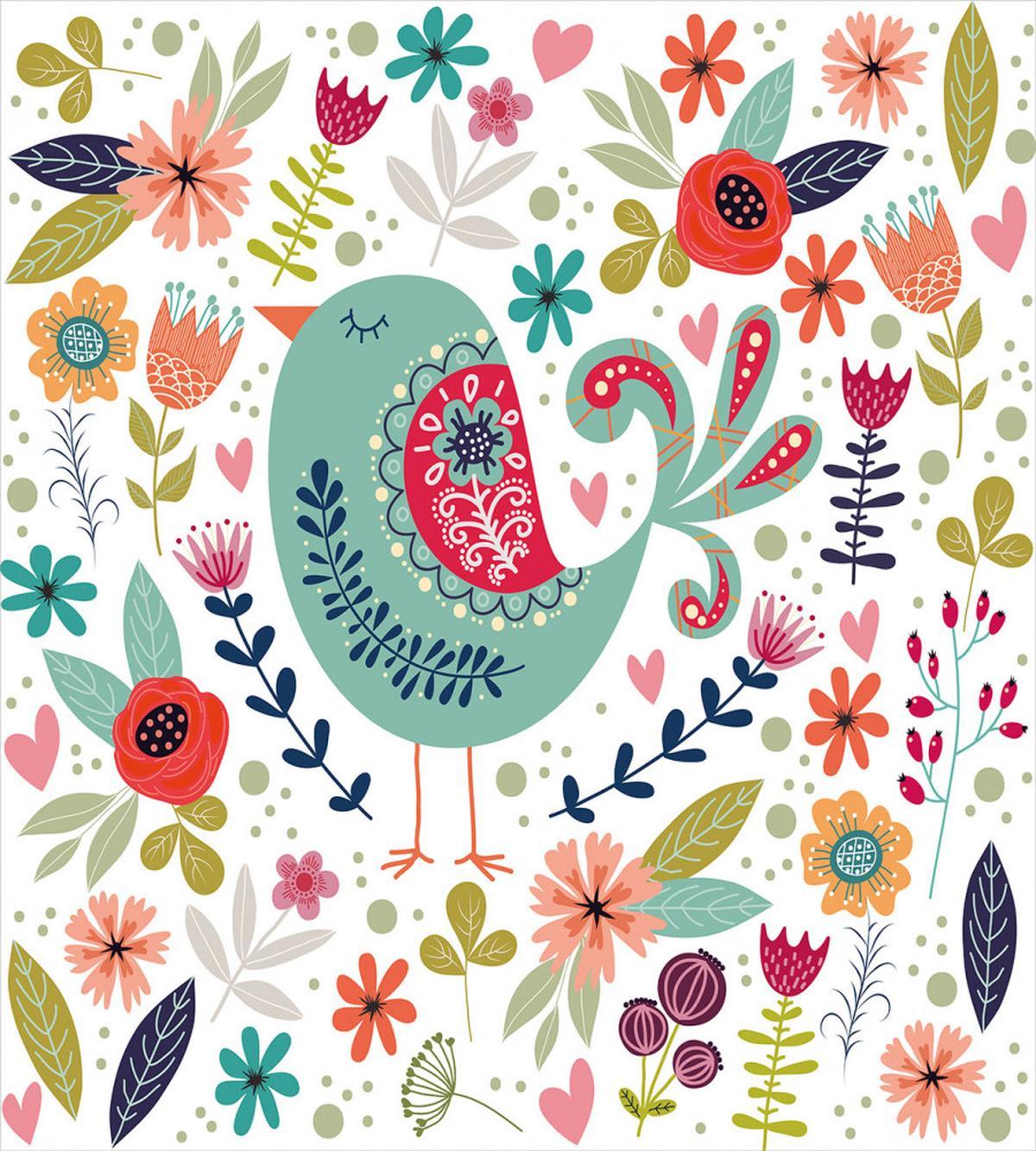 Ornate Bird and Flowers — Pattern