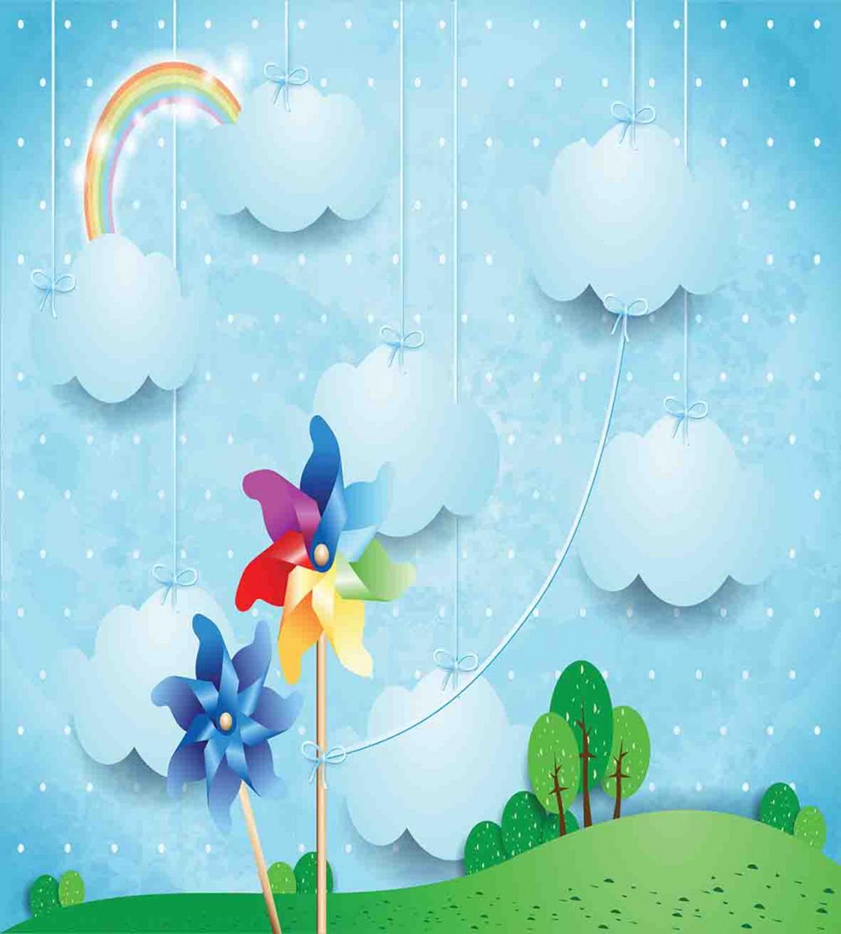 Clouds Rainbow Trees — Pattern