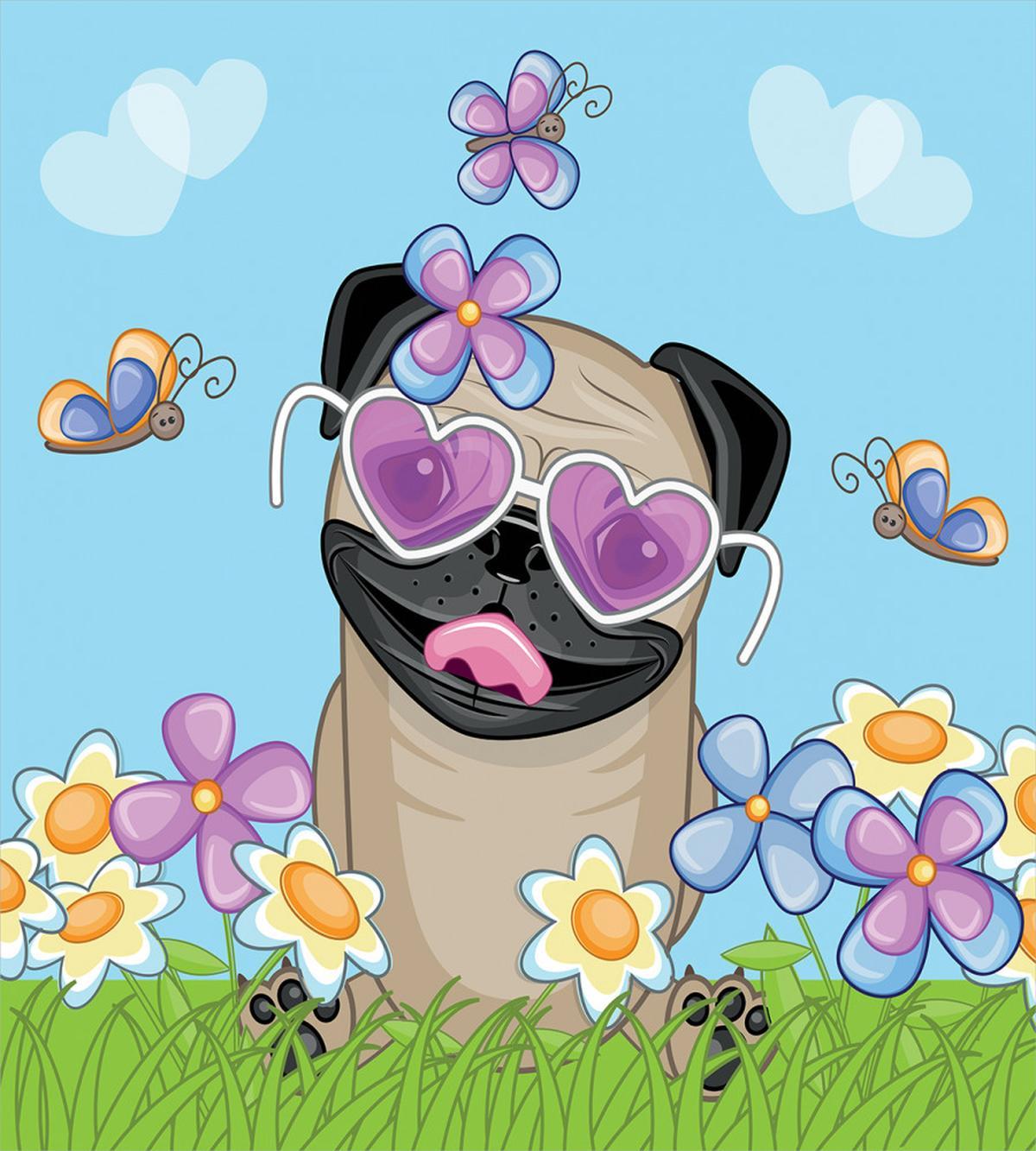 Puppy on the Field Flowers — Pattern