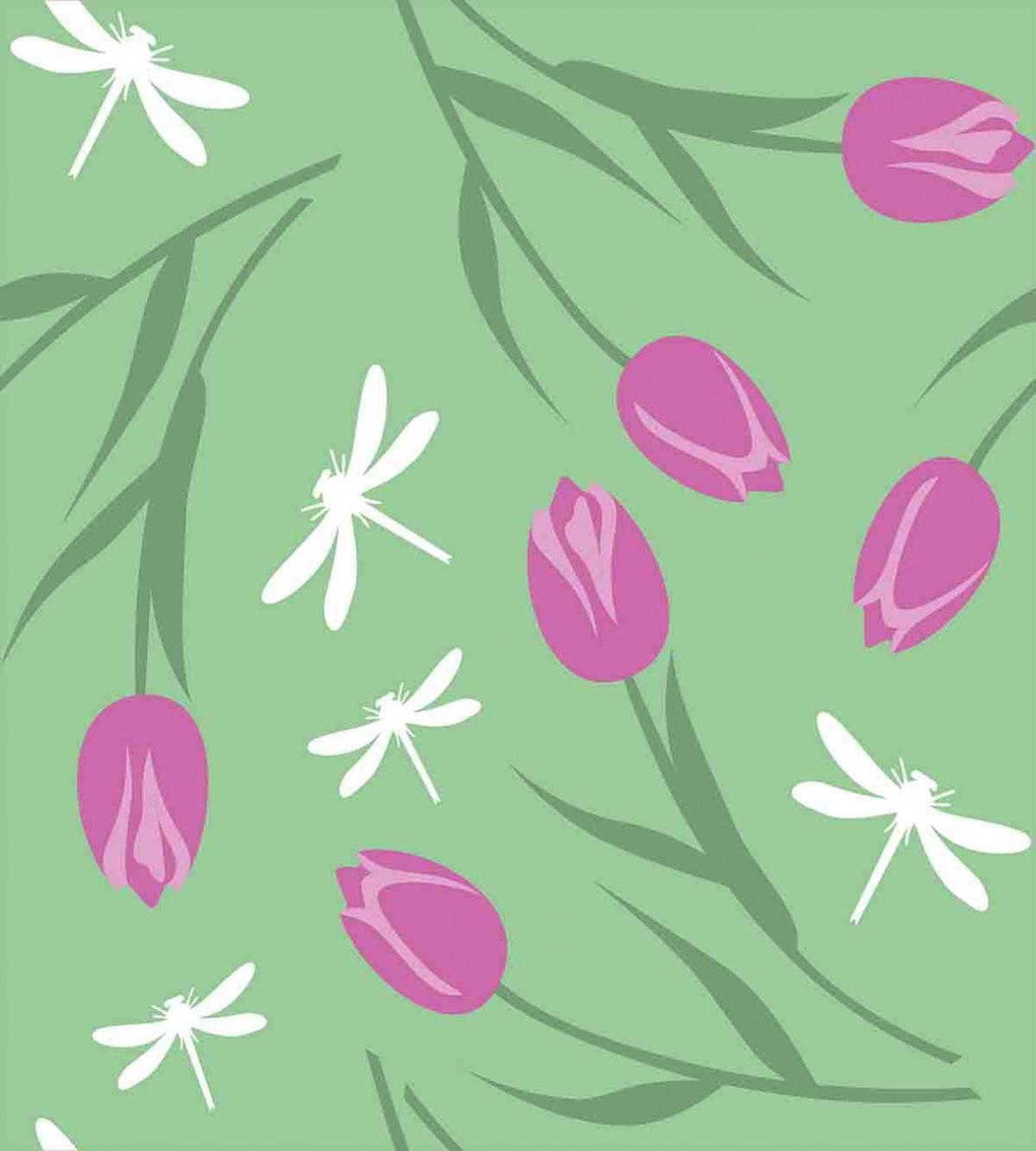 Dragonflies and Tulips — Pattern
