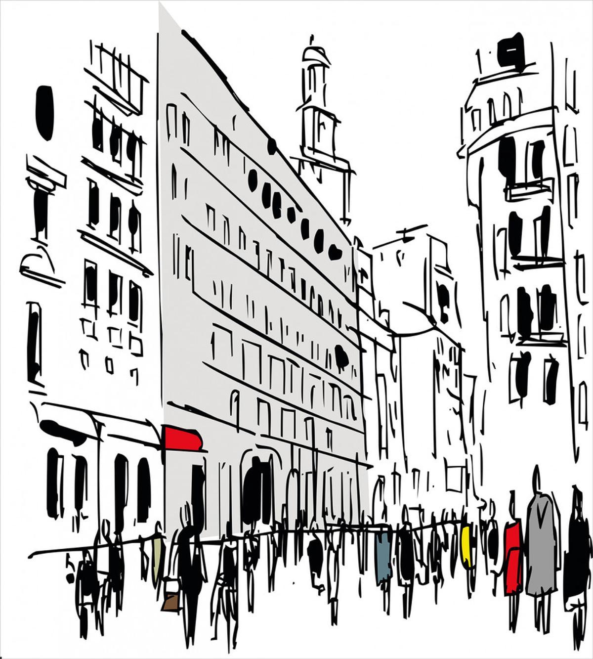 Ink Cityscape Street View — Pattern