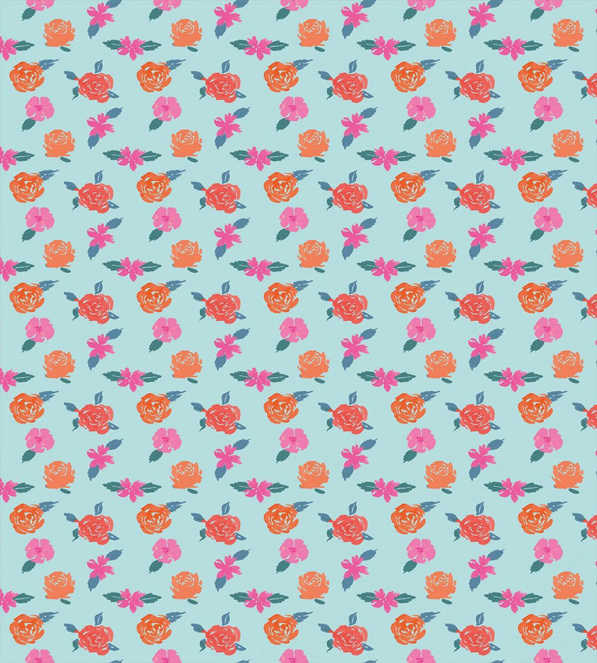 Abstract Pink Orange Flowers — Pattern