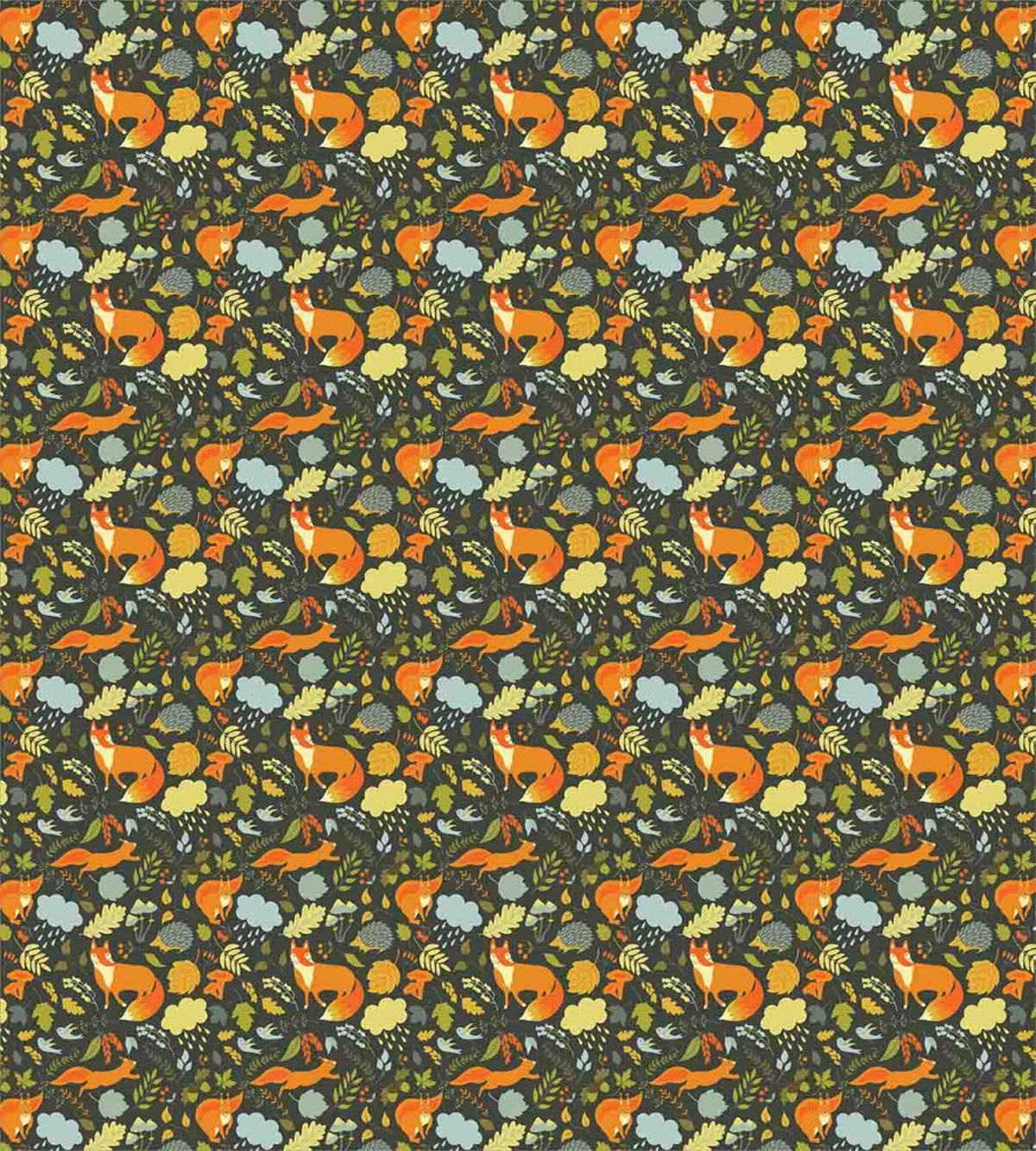 Forest Fauna Fox Birds — Pattern