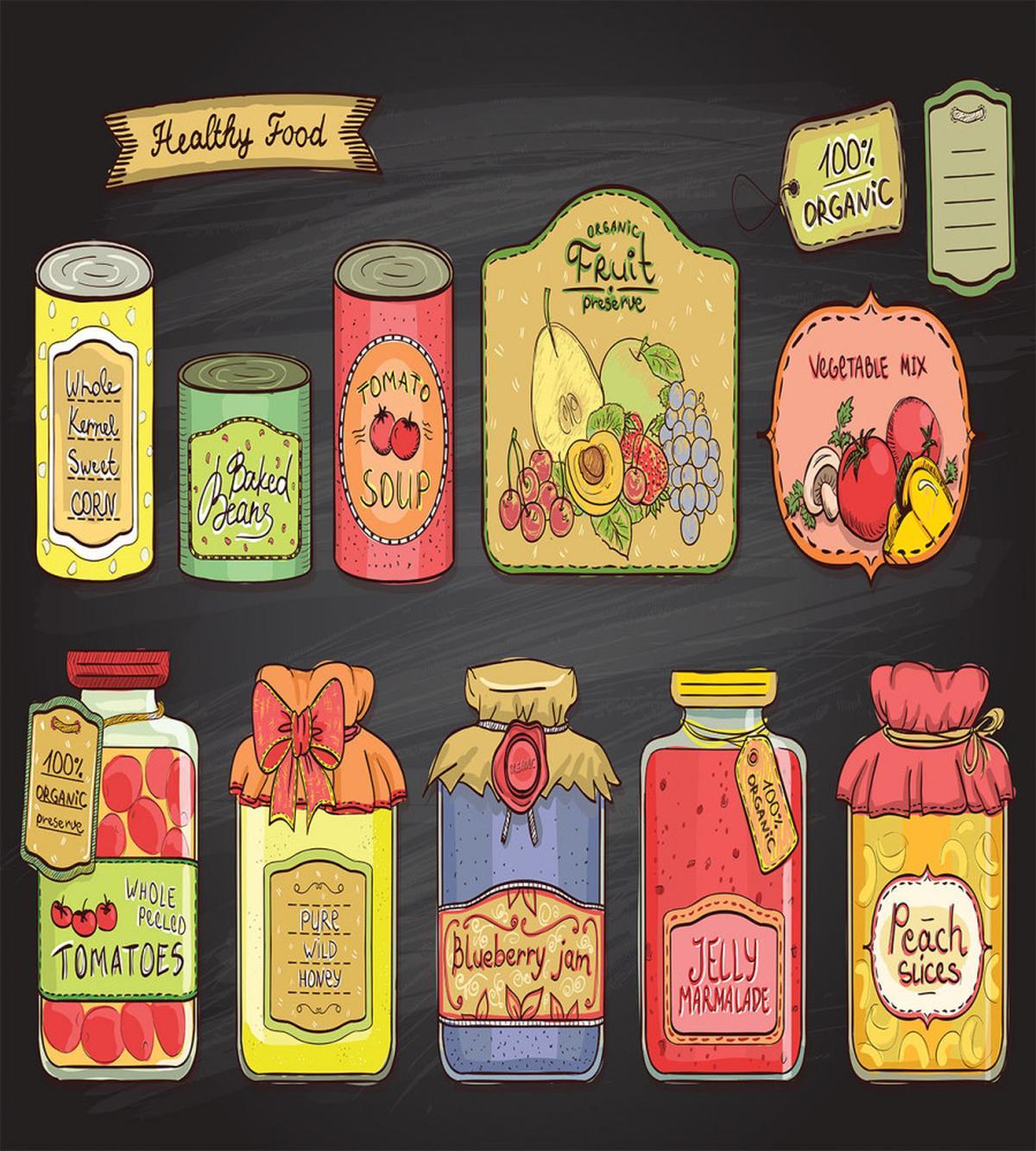 Hand Drawn Can Goods Design — Pattern