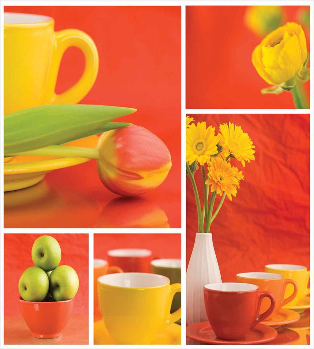 Coffee Cups Tulips Apples — Pattern