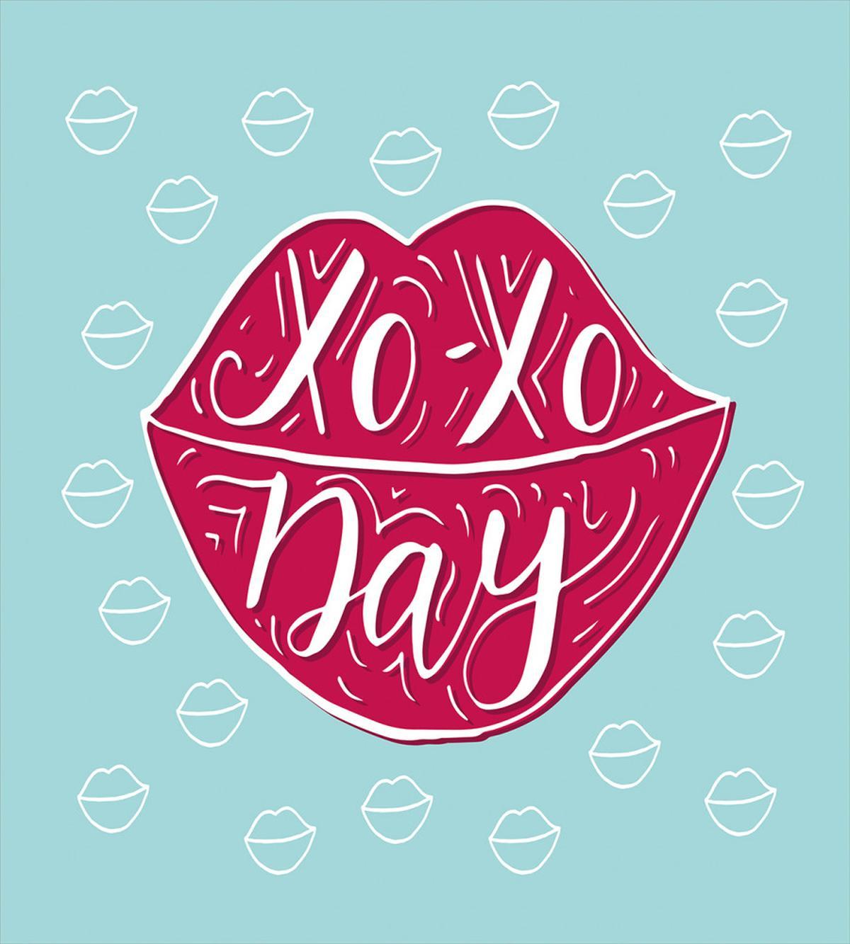 Woman Lips and Phrase Kisses — Pattern