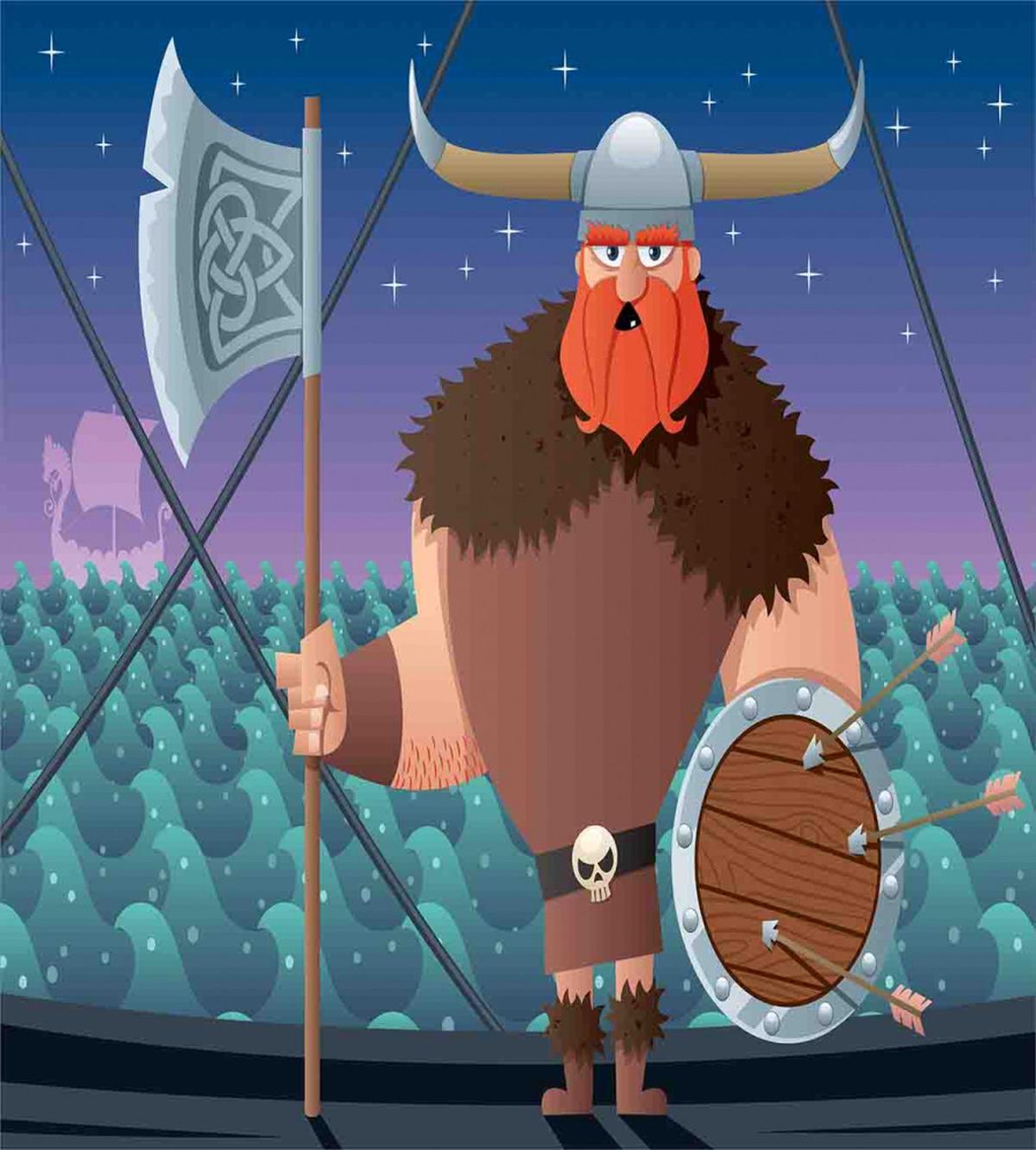 Cartoon Viking on Ship — Pattern
