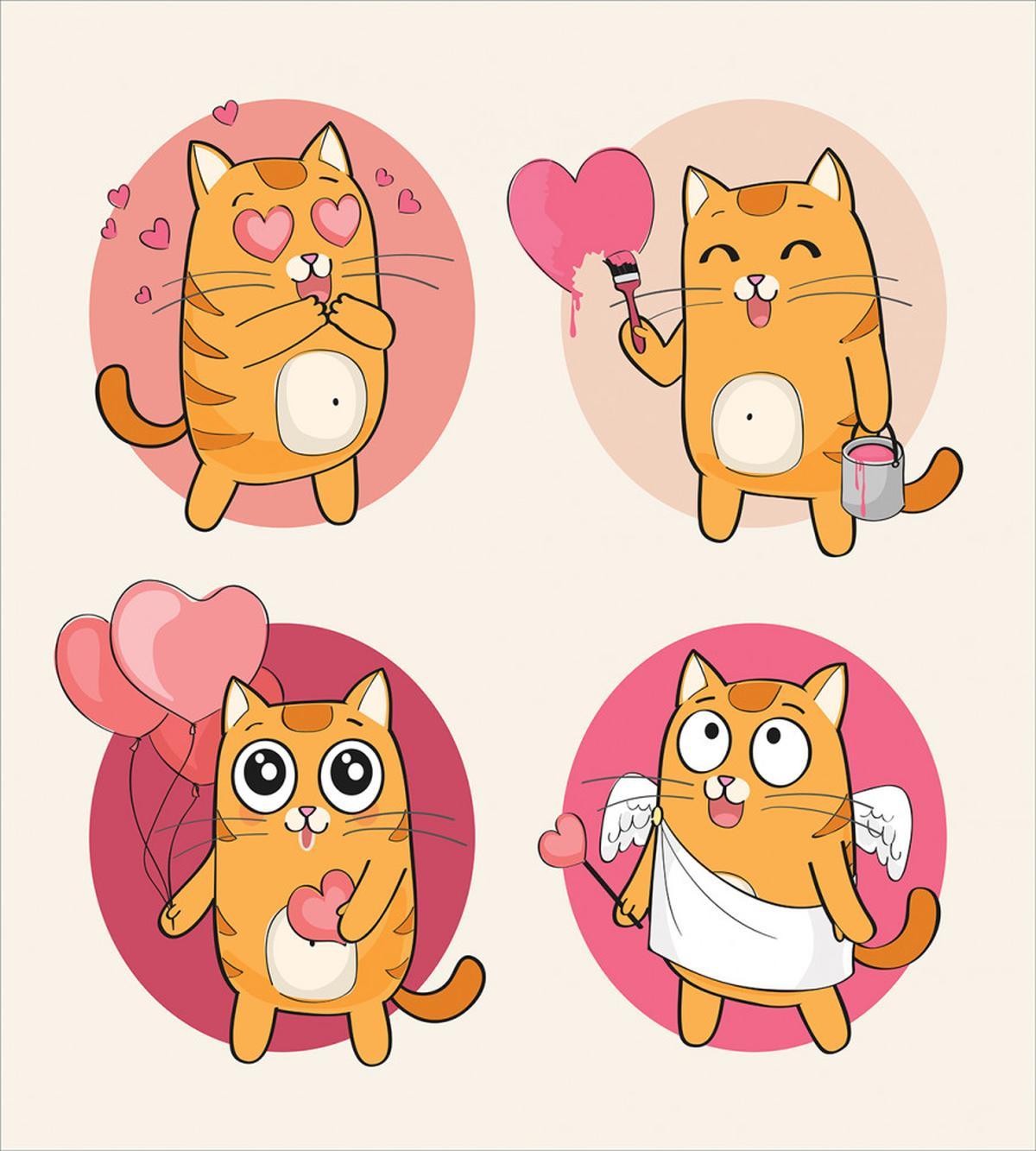 Romantic Kitten in Love — Pattern