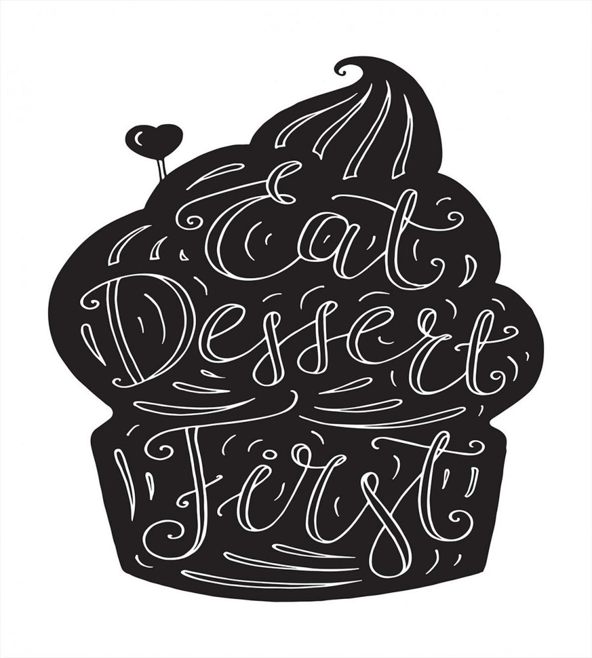 Monochrome Cupcake Doodle — Pattern