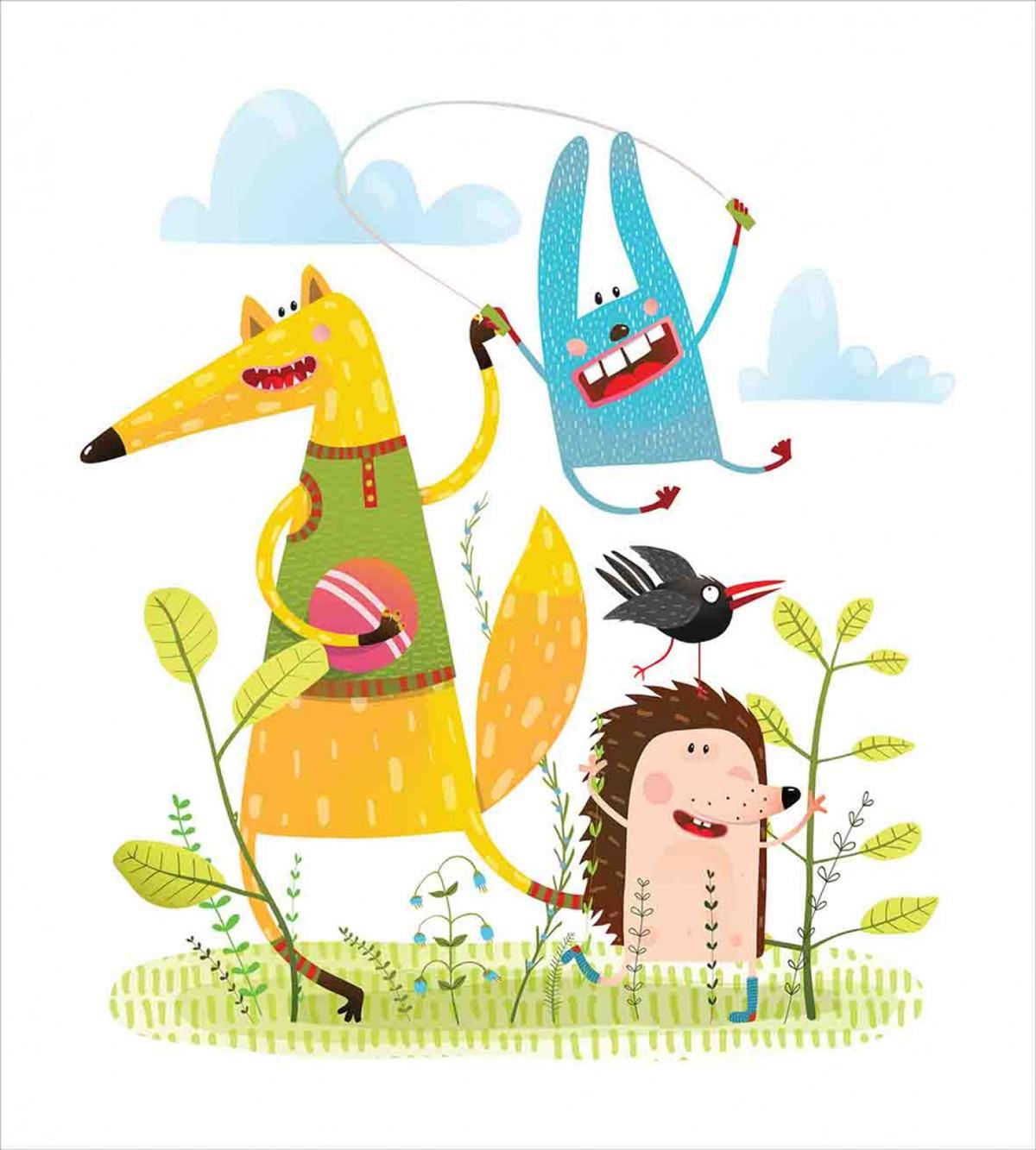 Playing Animals in Garden — Pattern