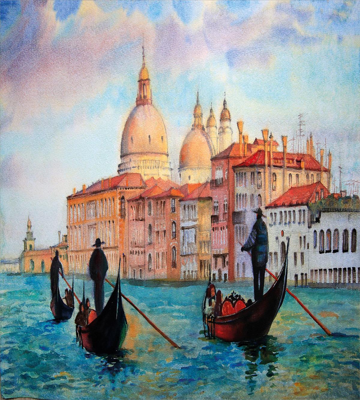 Watercolor Serene City — Pattern