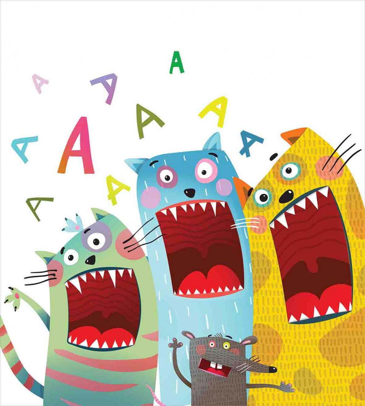 Cartoon Cats and Rat — Pattern