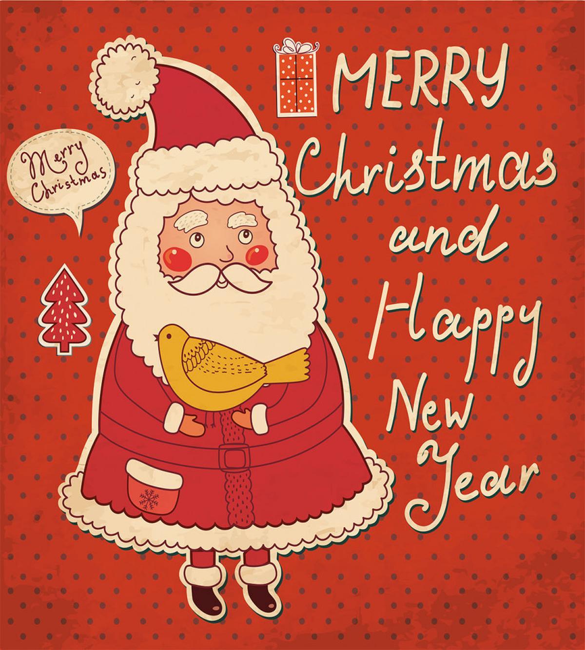 Santa and Yellow Bird — Pattern