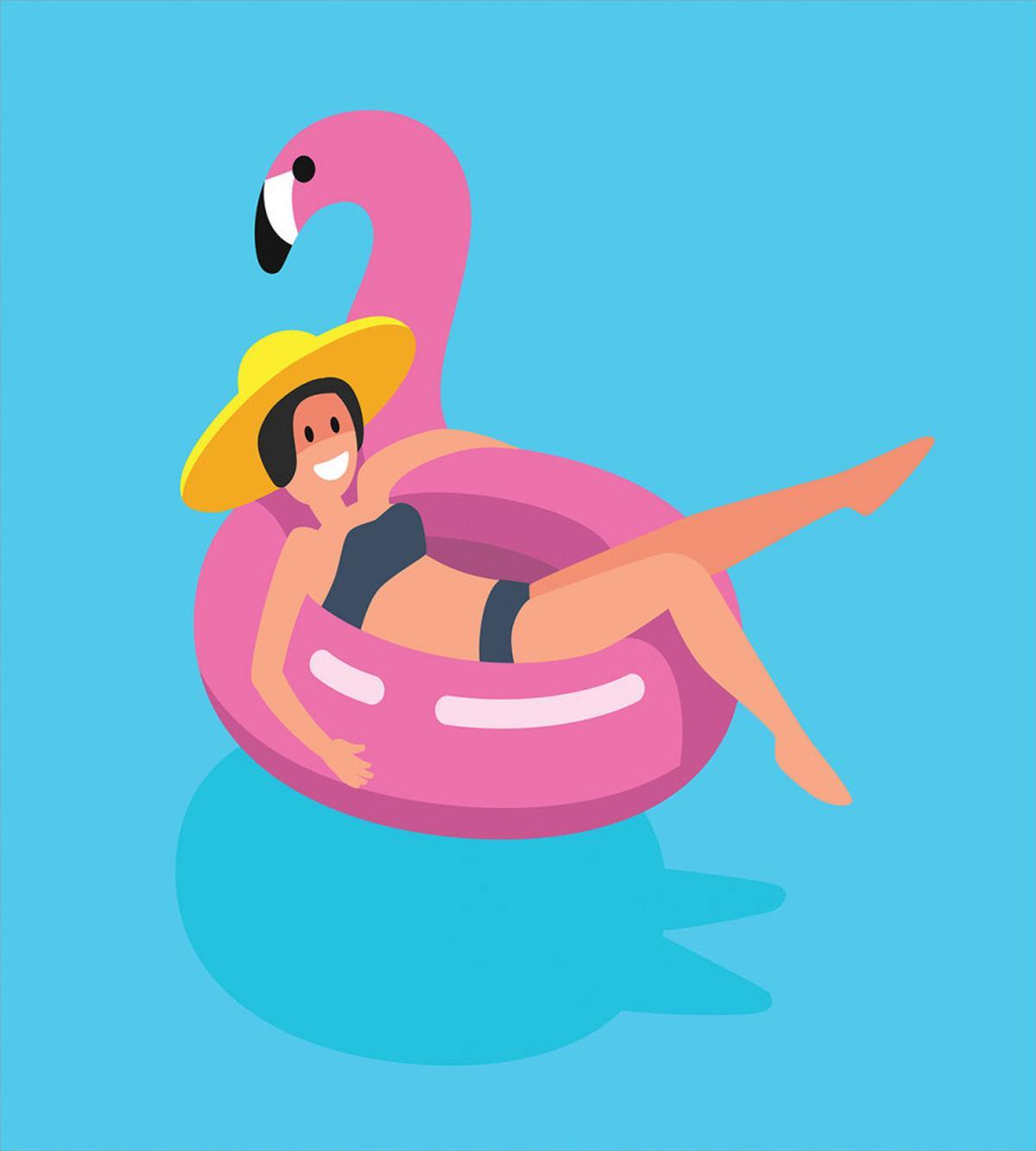 Woman on Rubber Flamingo — Pattern