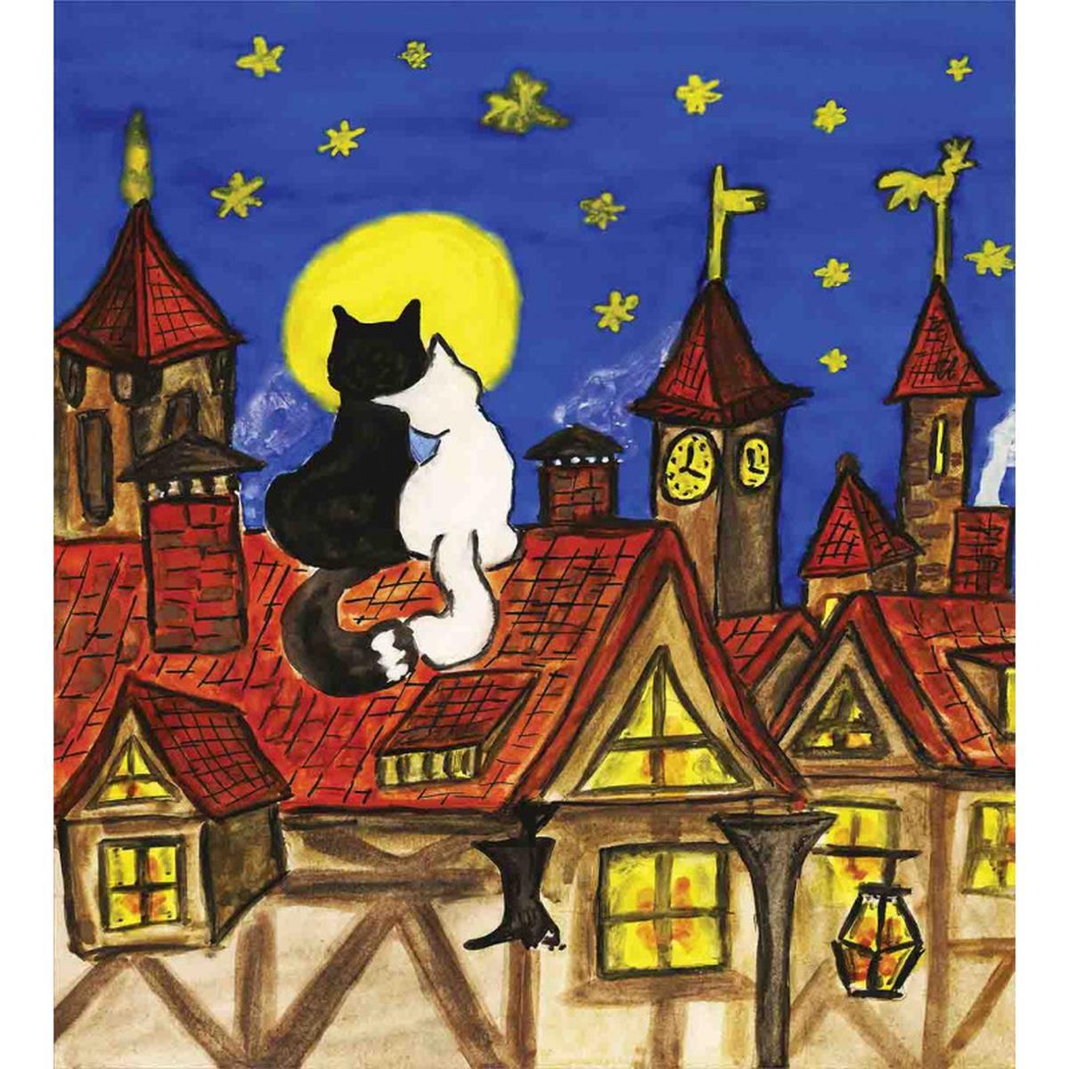 2 Lover Cats with Sky — Pattern