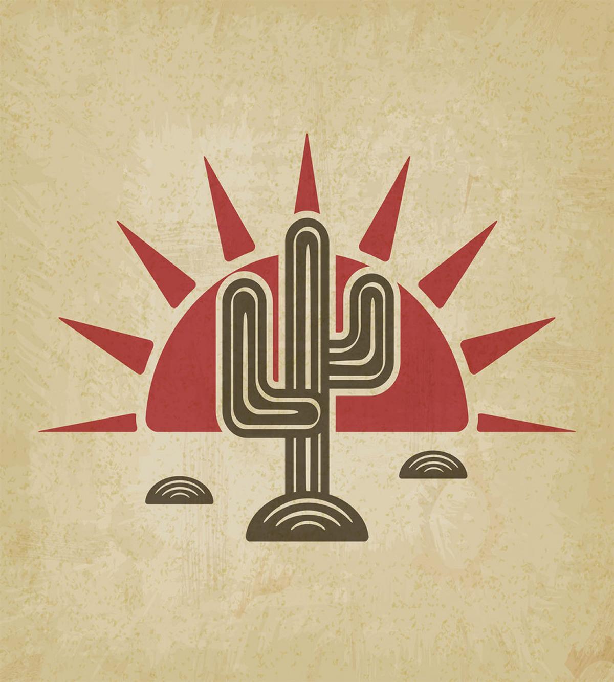 Tribal Saguaro and Sun — Pattern